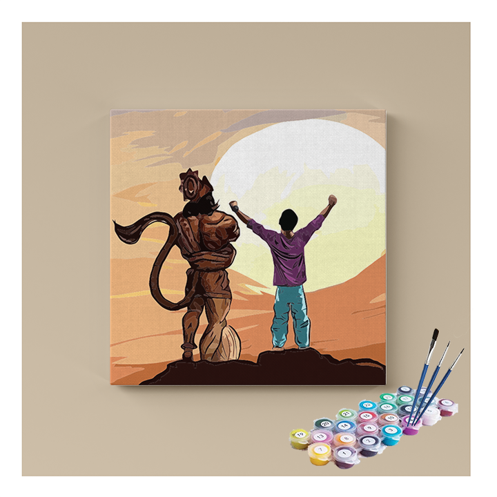 Triumph with Hanuman: Victory and Devotion Paint by Numbers Kit