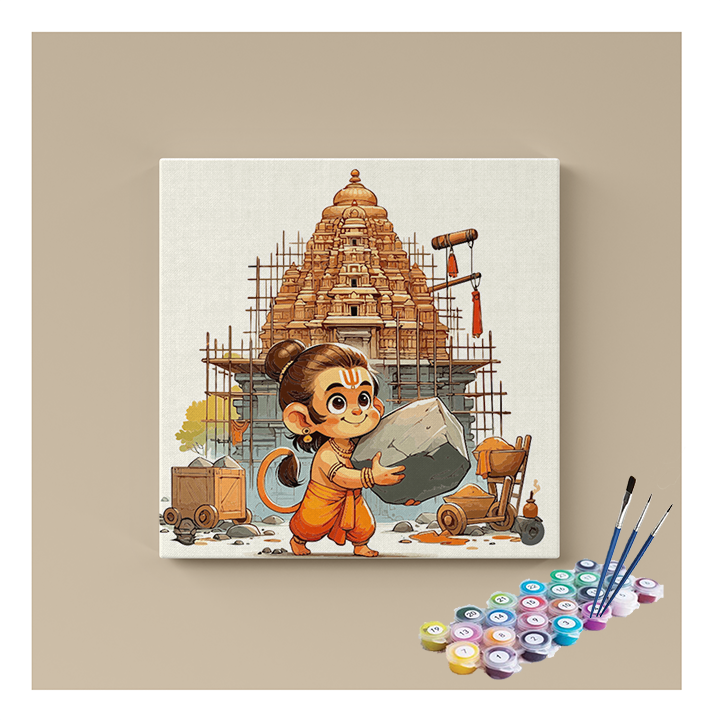 Little Hanuman Builds: Temple of Devotion Paint by Numbers Kit