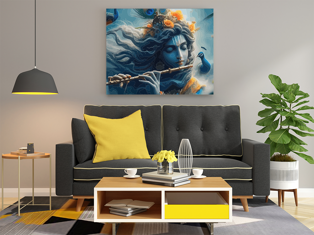 Divine Harmony: Krishna's Flute in the Mystical Breeze Paint by Numbers Kit