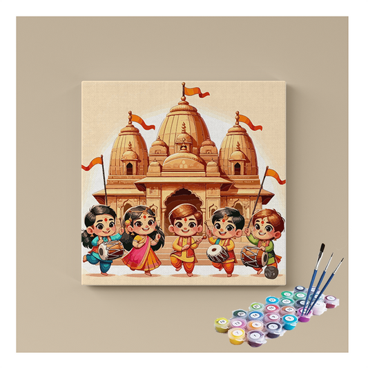 Ram Temple Celebrations: Joyous Devotion Paint by Numbers Kit