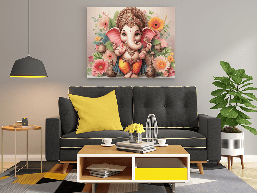 Divine Beginnings: Lord Ganesha with Floral Garland Paint by Numbers Kit