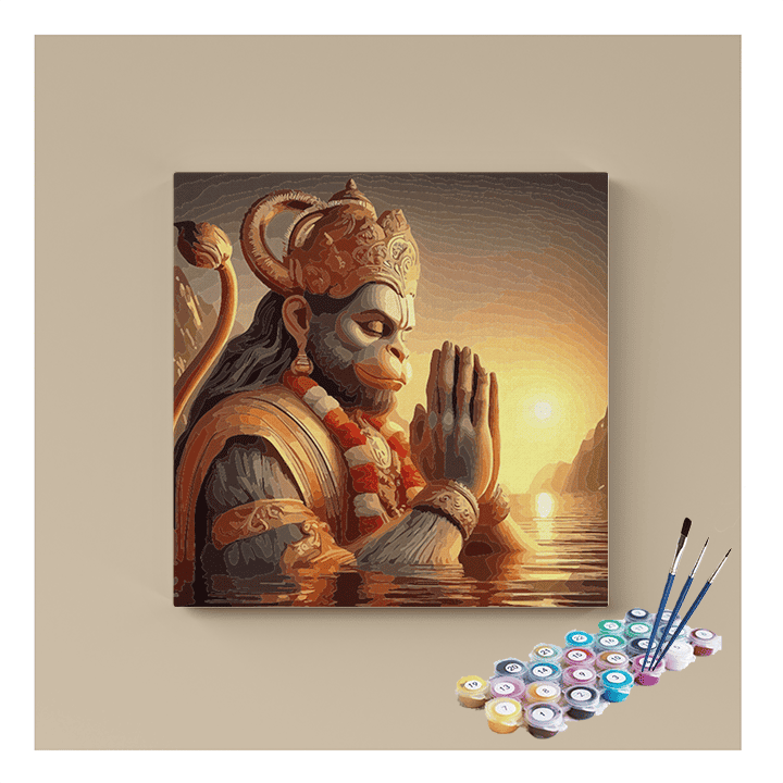 Serenity of Devotion: Hanuman in Prayers Paint by Numbers Kit