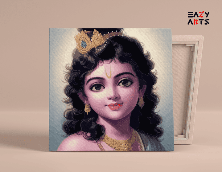 Divine Beauty: Young Krishna Portrait Paint by Numbers Kit