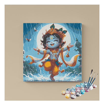Joyful Krishna in the Rain Paint by Numbers Kit
