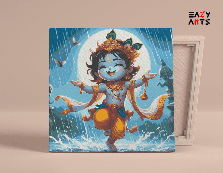 Joyful Krishna in the Rain Paint by Numbers Kit