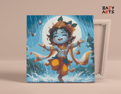 Joyful Krishna in the Rain Paint by Numbers Kit