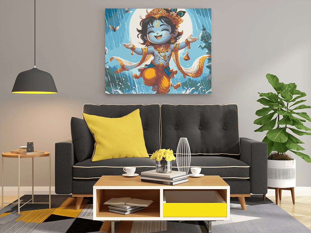 Joyful Krishna in the Rain Paint by Numbers Kit