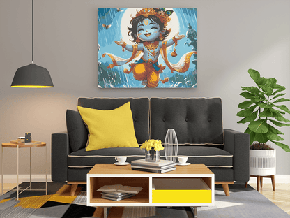 Joyful Krishna in the Rain Paint by Numbers Kit