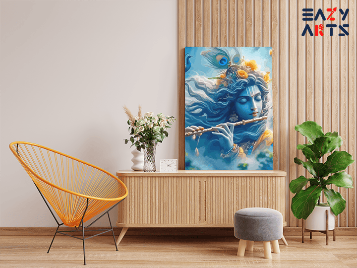 Divine Symphony: Krishna Playing the Flute Paint by Numbers Kit