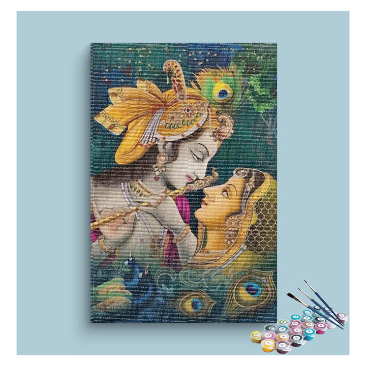 Divine Harmony: Krishna and Radha's Enchantment Paint by Numbers Kit