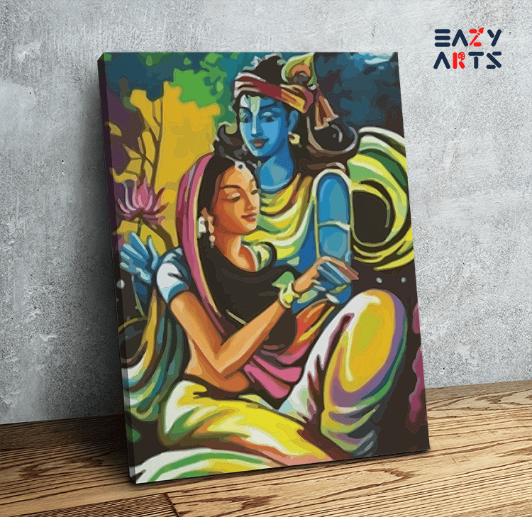 Moonlit Romance: Krishna and Radha's Eternal Love Paint by Numbers Kit