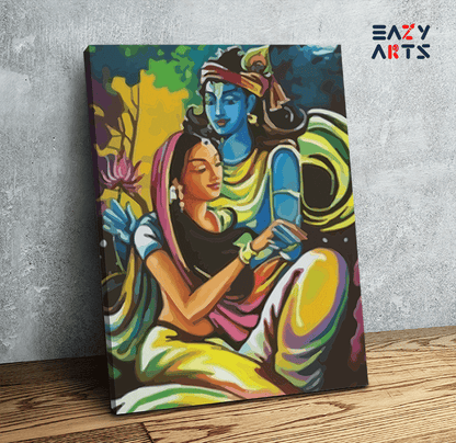 Moonlit Romance: Krishna and Radha's Eternal Love Paint by Numbers Kit