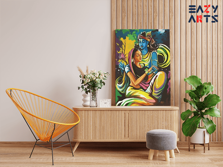 Moonlit Romance: Krishna and Radha's Eternal Love Paint by Numbers Kit