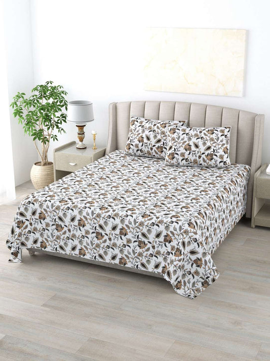 100% Pure Cotton Traditional Printed Bedsheet for Double Bed King Size Bedsheet with 2 Pillow Covers