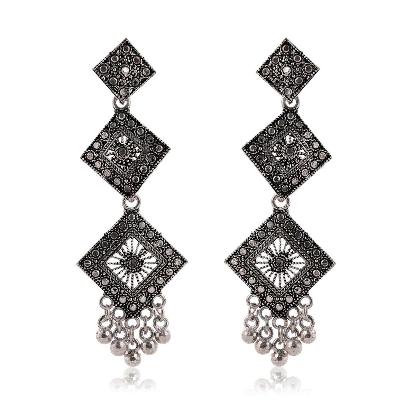 Women Traditional Silver AZ838-OXidised Jhumka Set | German Silver Chand Baliyan & Jhumkas Earrings for Women | Birthday & Anniversary Gift -AZ838-OX-ER47