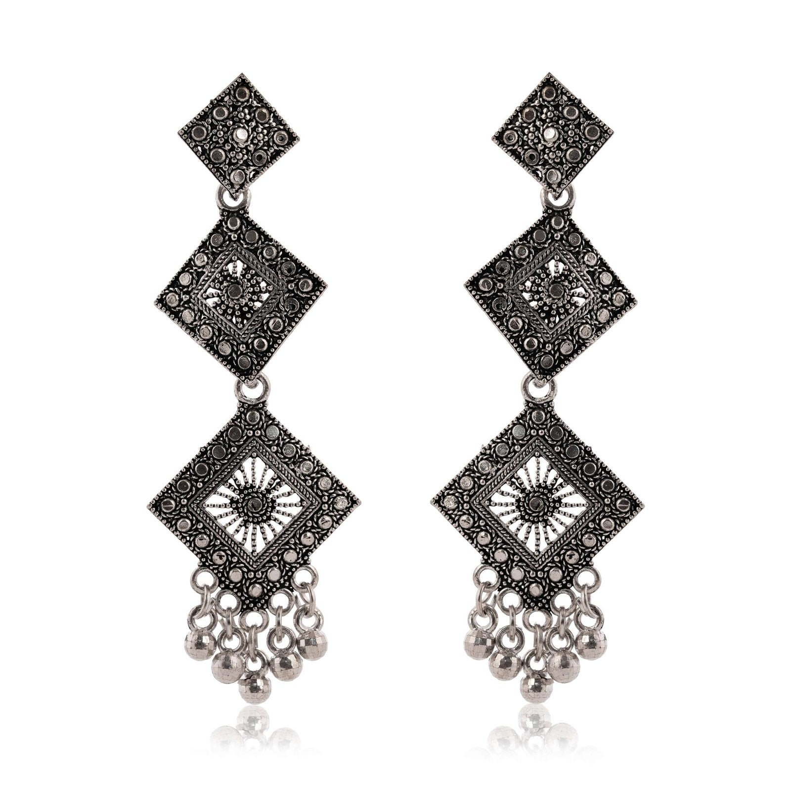 Women Traditional Silver AZ838-OXidised Jhumka Set | German Silver Chand Baliyan & Jhumkas Earrings for Women | Birthday & Anniversary Gift -AZ838-OX-ER47