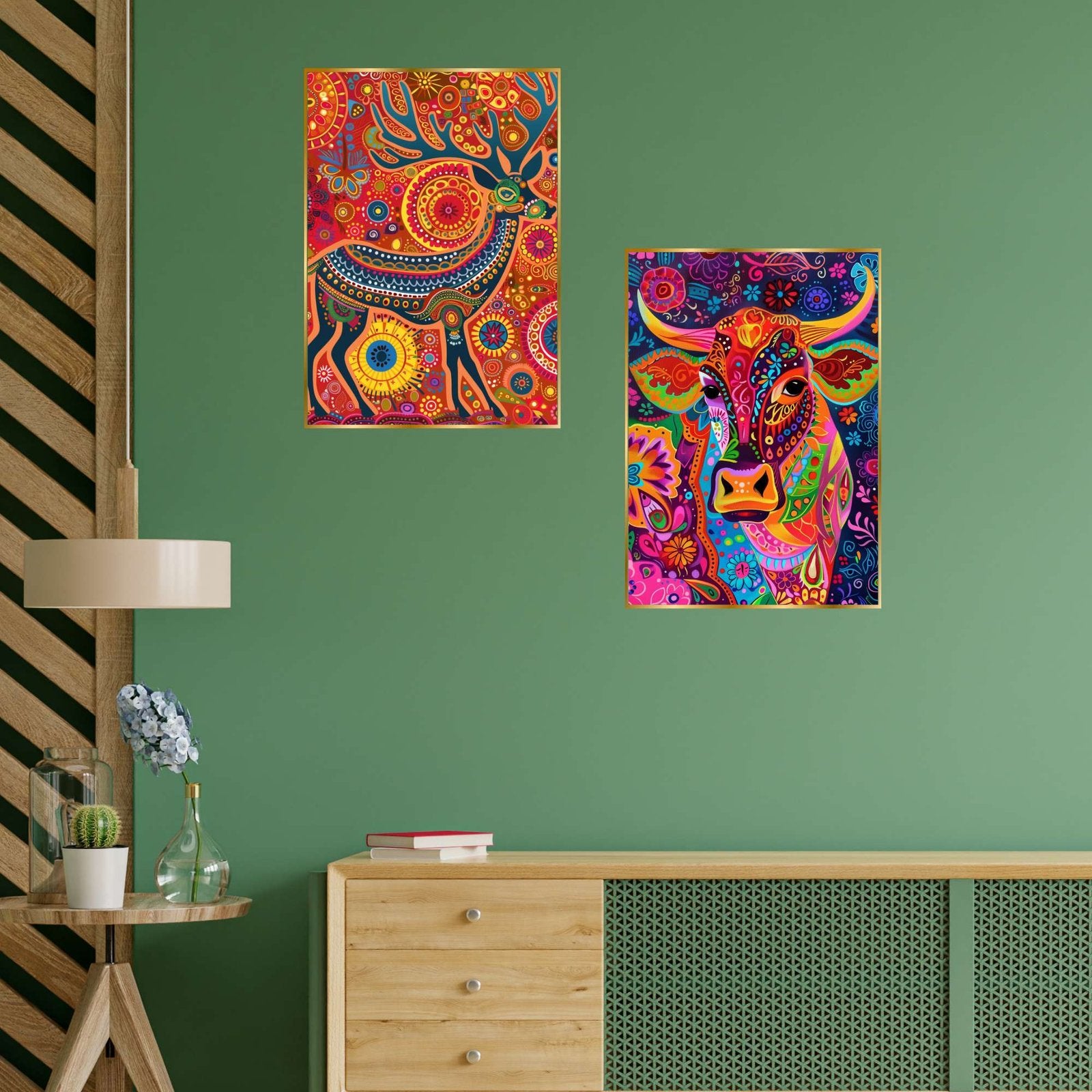 Set of Two Wall Paintings for Wall Dacoration Golden Framed Wall Paintings for Living Room & Bedroom Wall Art for Home Decoration & Office Wall Décor (14×11 inch CH-GD2-8)