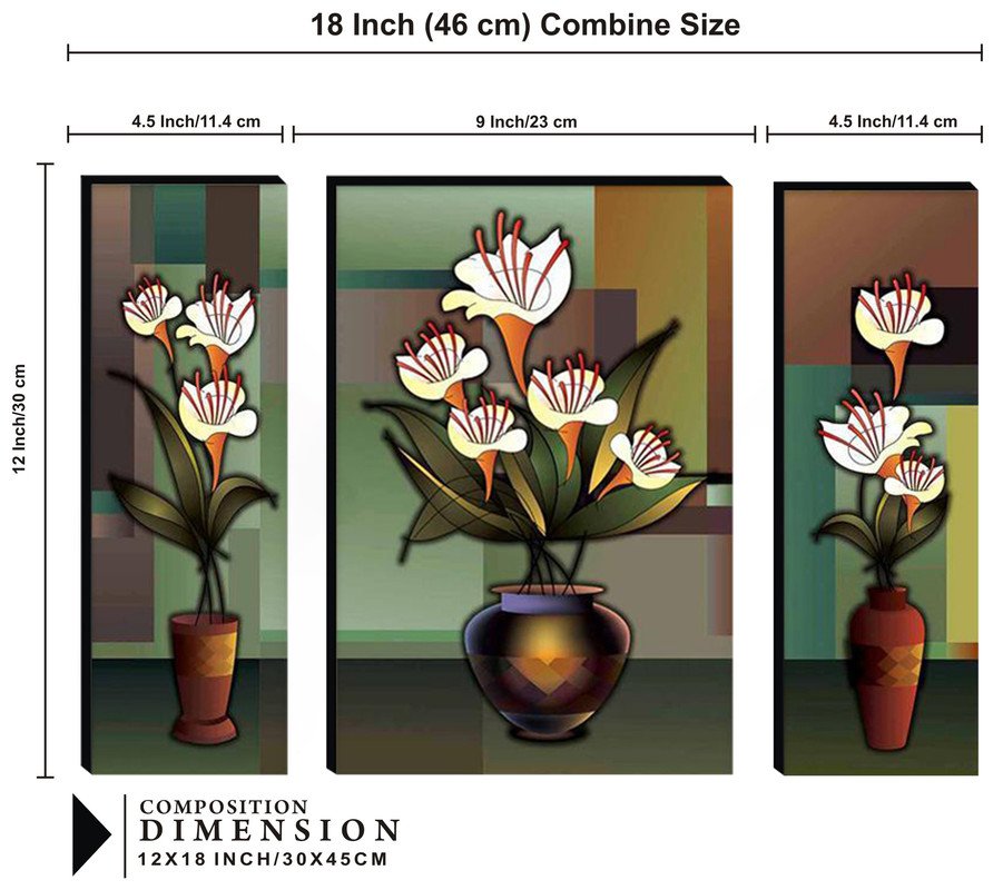 Set Of 3 Digital Wall Painting
