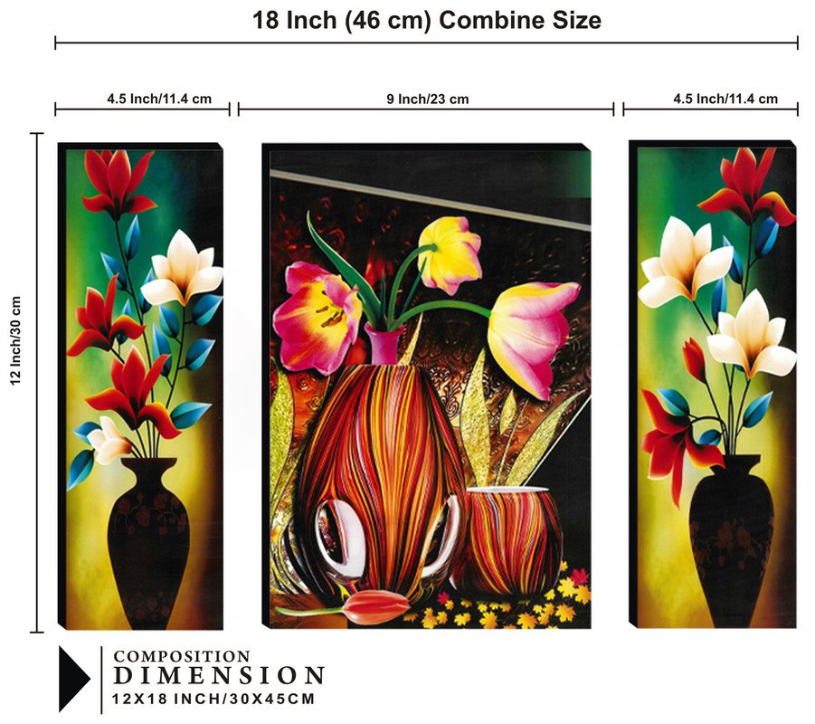 Set Of 3 Digital Wall Painting