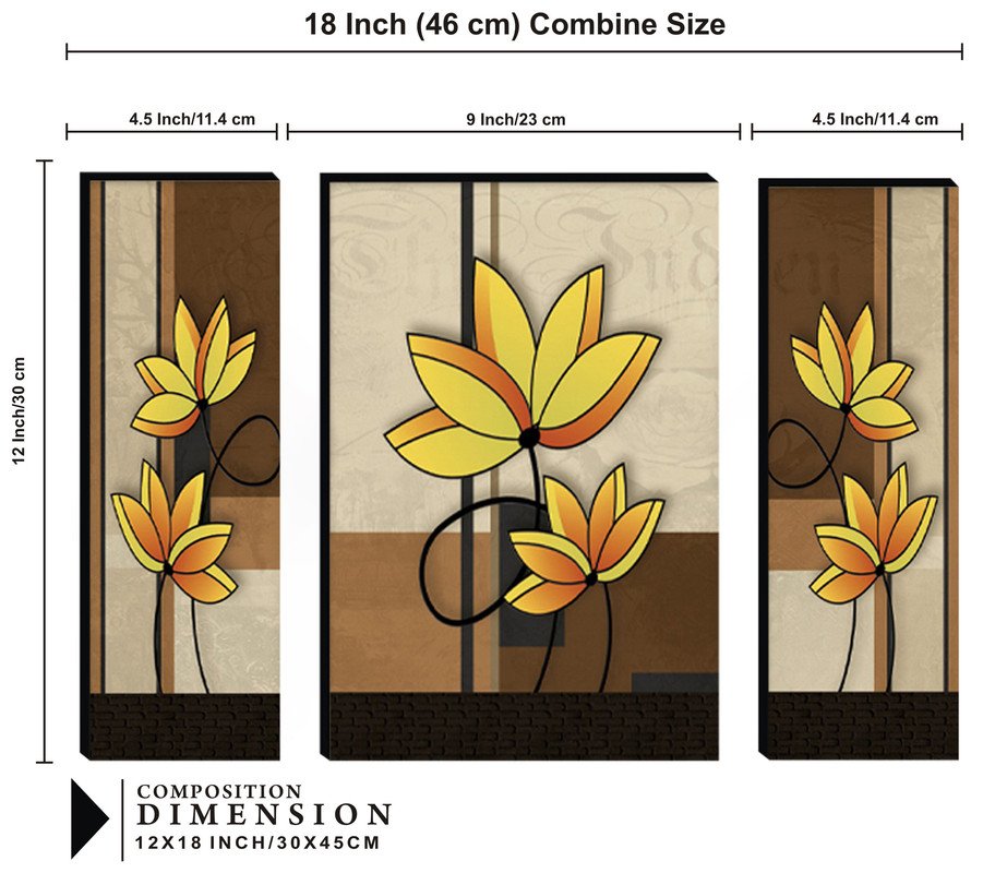 Set Of 3 Digital Wall Painting