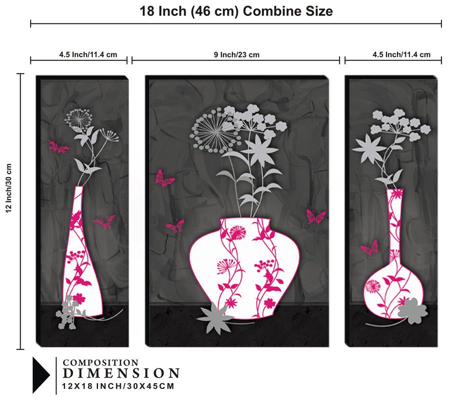 Set Of 3 Digital Wall Painting