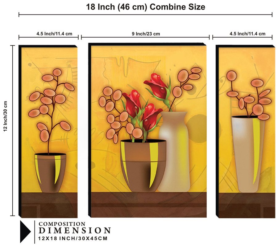 Set Of 3 Digital Wall Painting