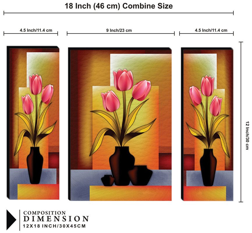 Set Of 3 Digital Wall Painting