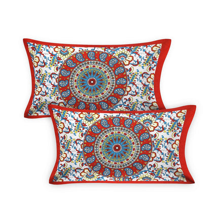 100% Pure Cotton Traditional Printed Bedsheet for Double Bed King Size Bedsheet with 2 Pillow Covers