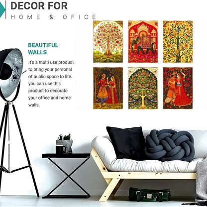 Set of Six Wall Paintings for Wall Dacoration Golden Framed Wall Paintings for Living Room & Bedroom Wall Art for Home Decoration & Office Wall Décor (13×10 inch CH-GD6-10)