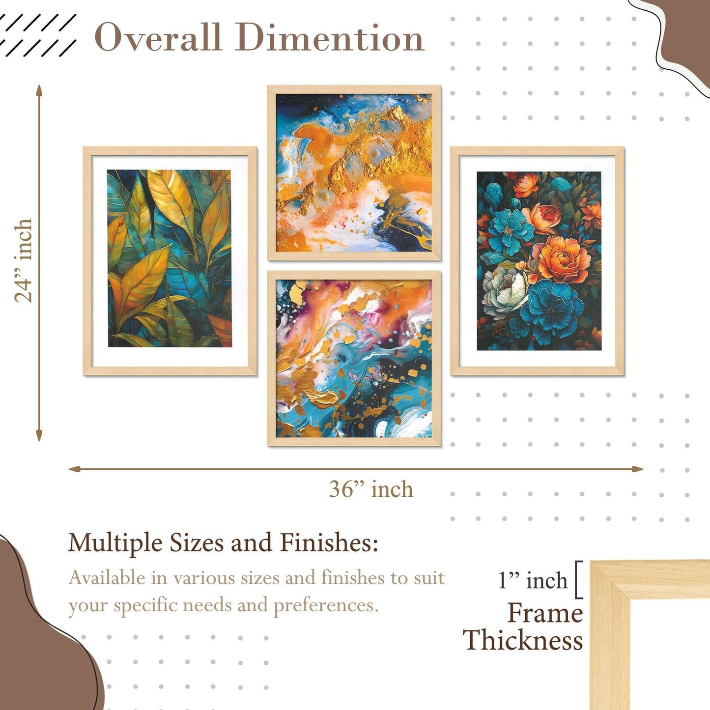 SET OF 4 DIGITAL WALL PAINTING
