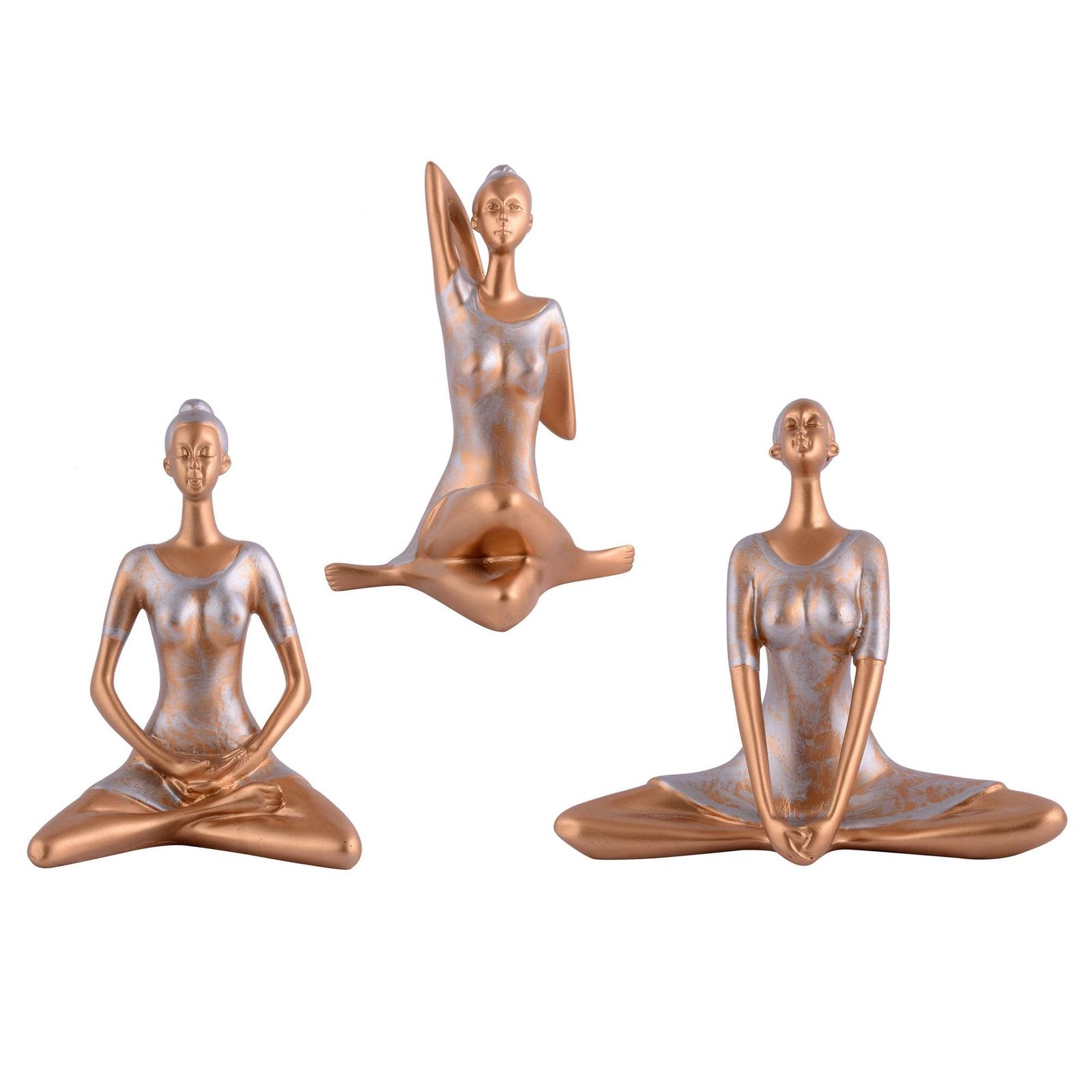 Suitable for home decor Yoga Posture Lady Statue Idol for Home Yoga Statue admirable piece of gift (golden)