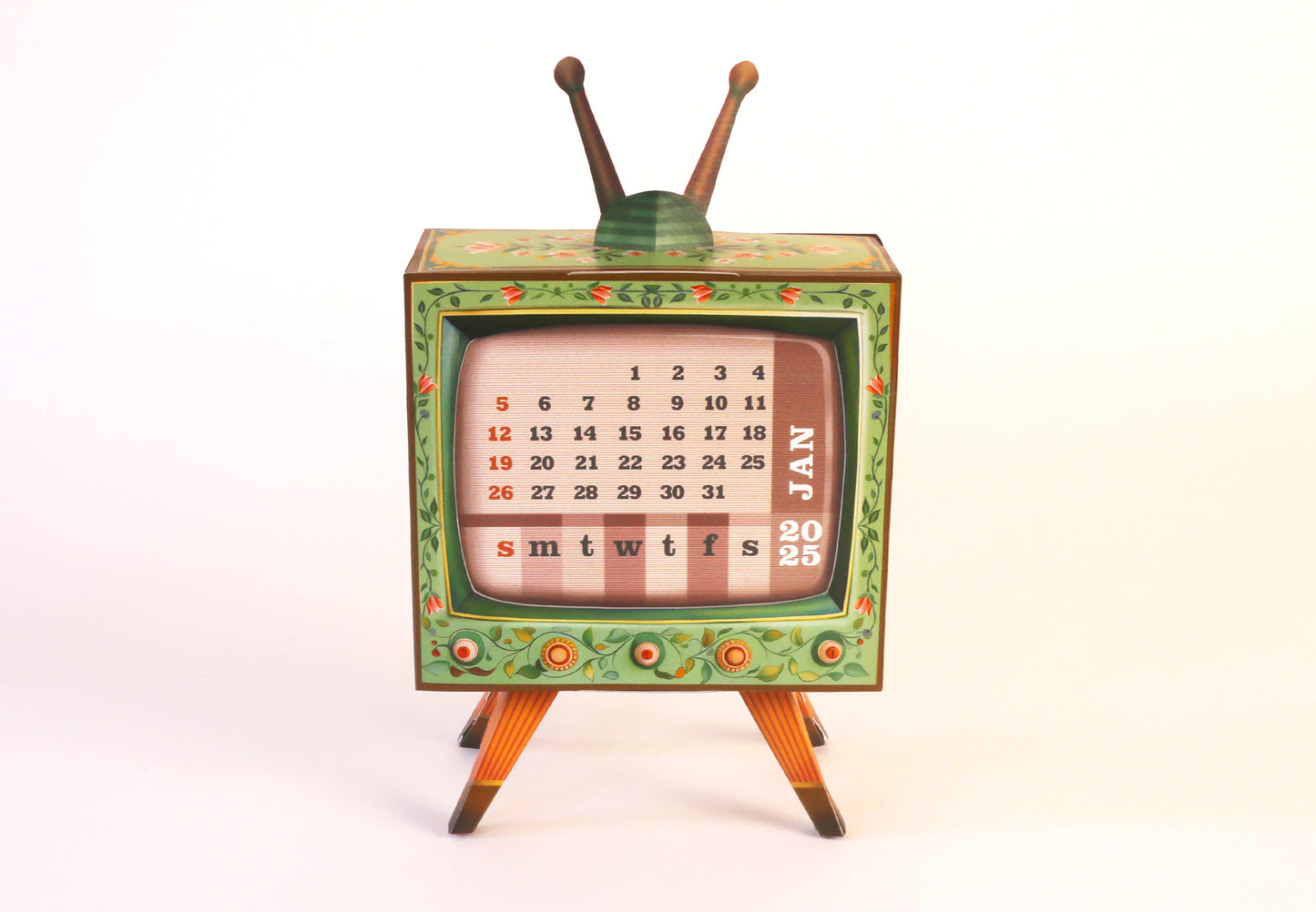 Mini TV Desk Calendar 2025 DIY Paper Craft Kit