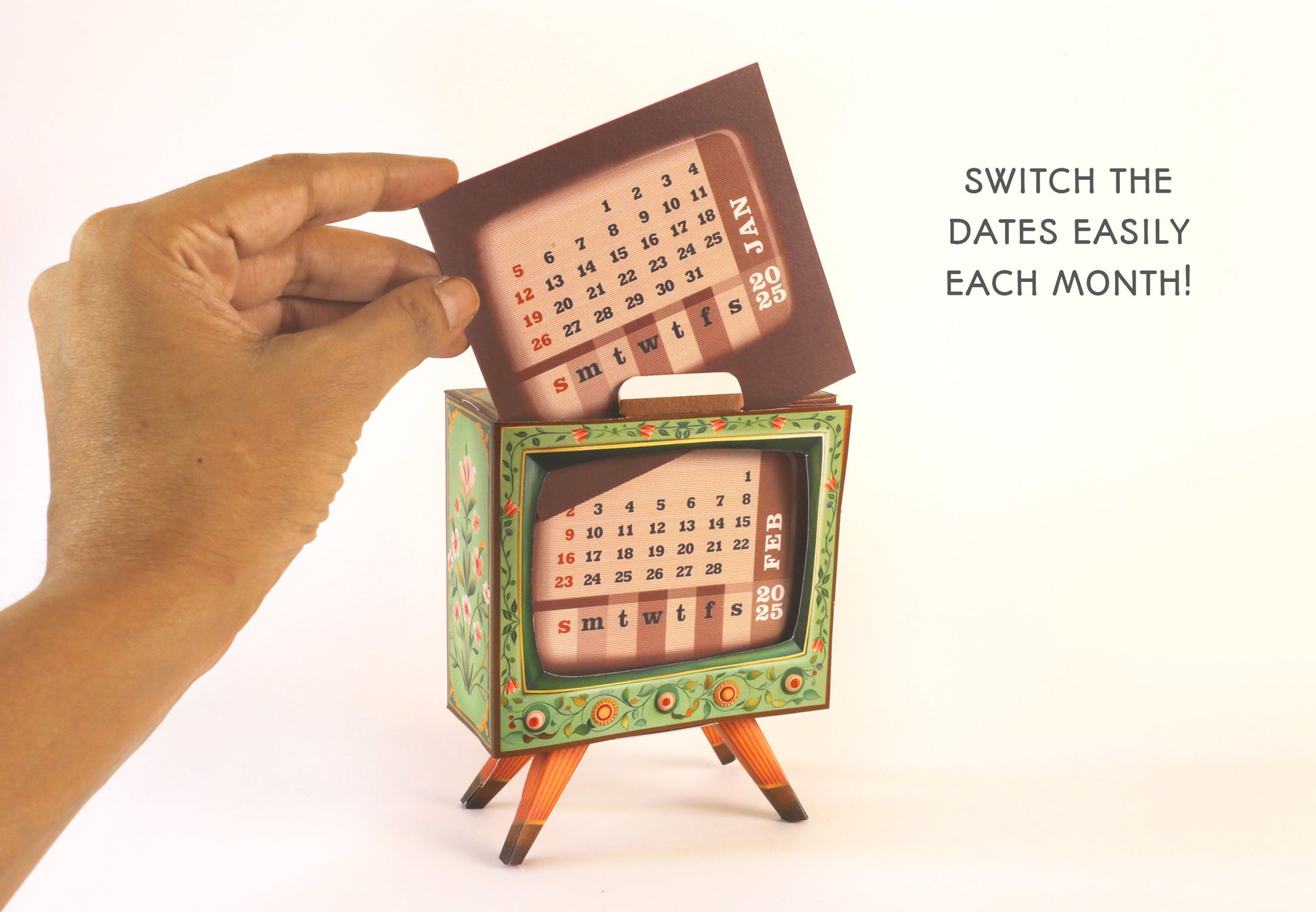 Mini TV Desk Calendar 2025 DIY Paper Craft Kit