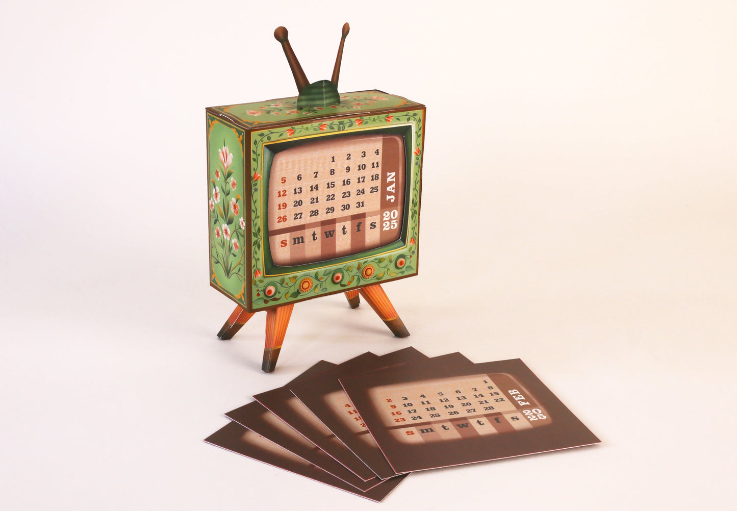 Mini TV Desk Calendar 2025 DIY Paper Craft Kit