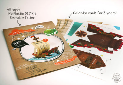 Adventure Ship Desk 3D Calendar 2024 & 2025 DIY Paper Craft Kit