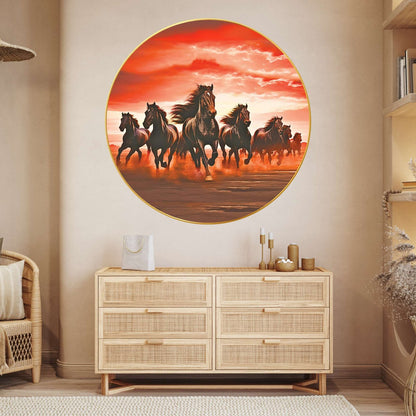 Wall Painting for Wall Decoration with Frame Sparkle Glossy Round Golden Framed Large Painting Office, Living Room, Bedroom, Home Decoration