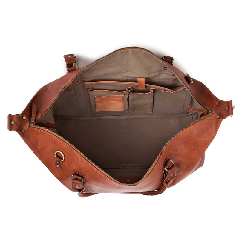 CraftShades 20 Inch brown duffle leather bag