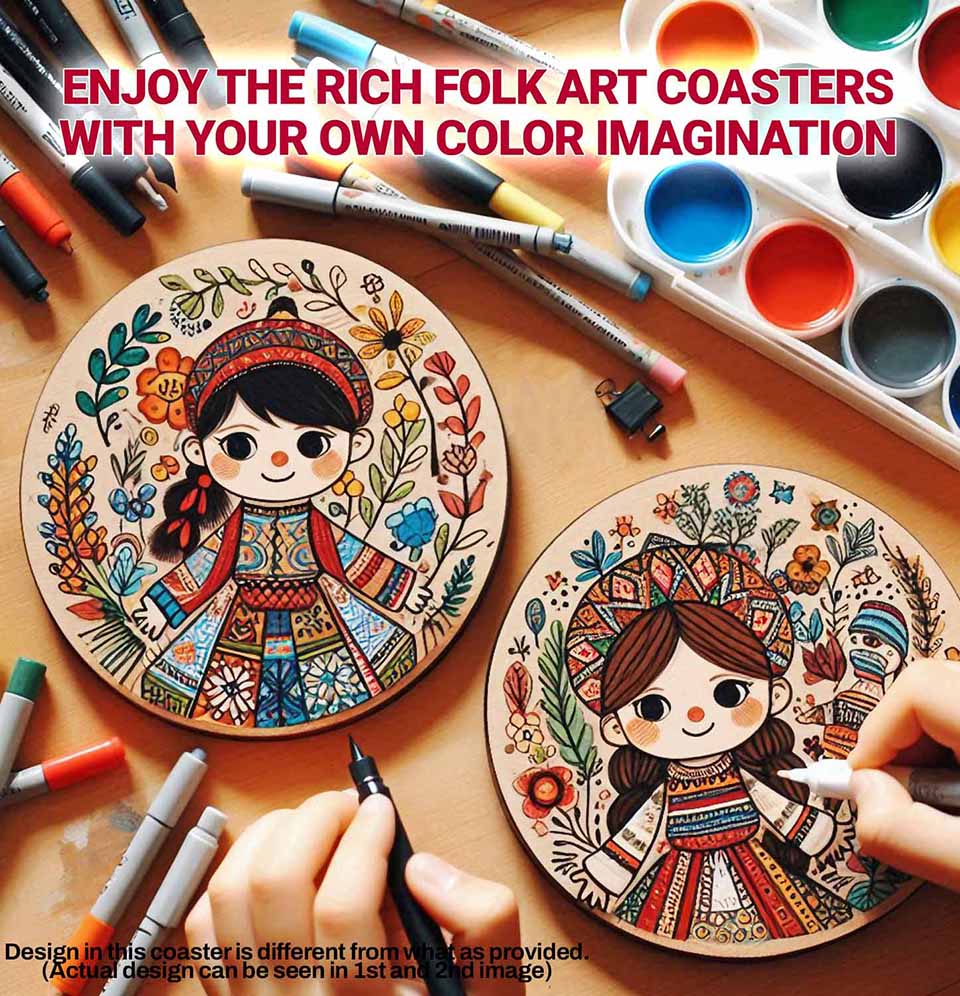 DIY Folk Art Mandala Coaster Making Kit | 5years+