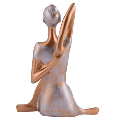 Suitable for home decor Yoga Posture Lady Statue Idol for Home Yoga Statue admirable piece of gift (Golden)