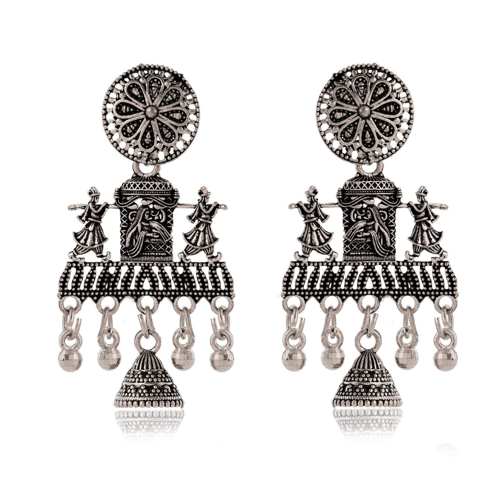 Women’s Indian Traditional AZ838-OXidised Silver Earrings For Women | Doli Wedding Theme Jumka Wedding Wear