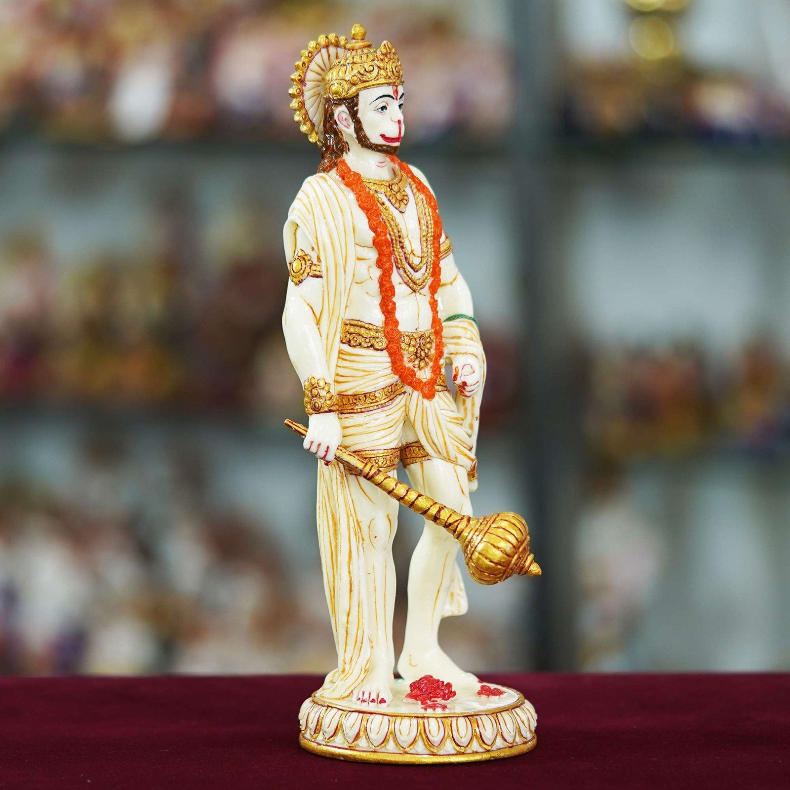 Marble Handmade Hanuman Ji Idol For Home Décor Decorations For Living Room Handcrafted Showpiece For Décor ( 10 INCHES HEIGHT )