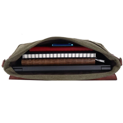 Craftshades – 11*15″ Handcrafted Canvas+ Goat Leather Laptop Bag | 100% Genuine Leather