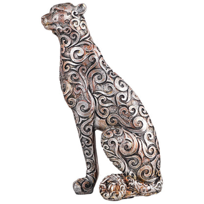 Panther Sitting Position Animal Showpiece Antique Sculpture for Home Decor Showpiece Figurine