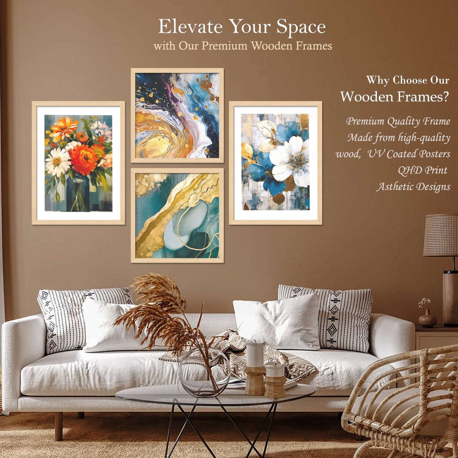 SET OF 4 DIGITAL WALL PAINTING