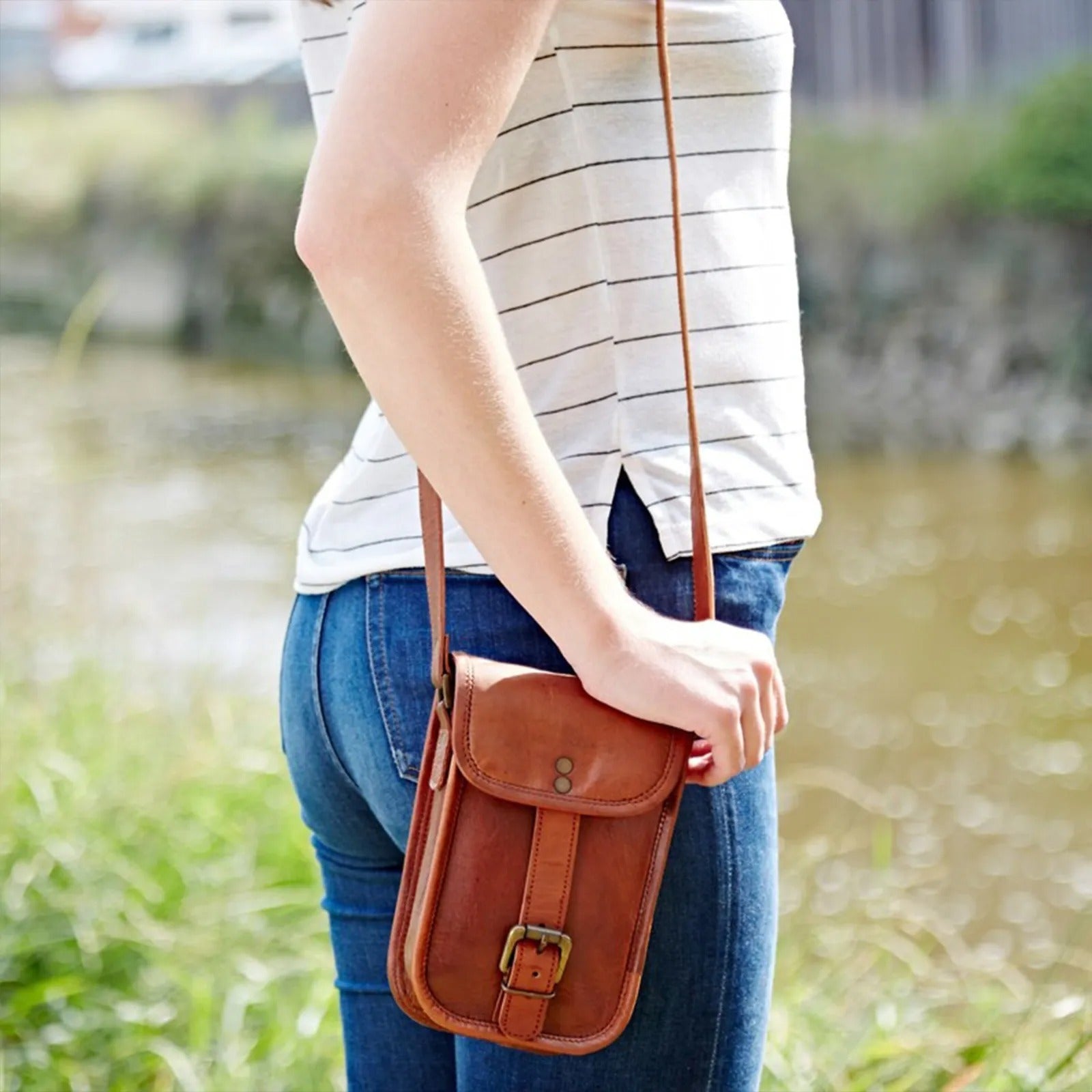 Craftshades – 5*7 Inch Handcrafted Mobile Sling Bag | 100% Genuine Goat Leather