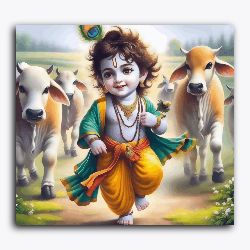 Bal Krishna playing with cows - Janmashtami
