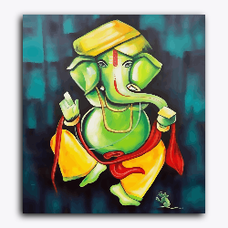 Ganesha Green Modern Art