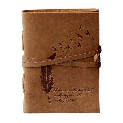 CraftShades – Leather Diary Embossed With Leaf of Tree & a Quote Antique Handmade Leather Bound Diary cum Notepad for Men and Women Plain Paper of 5×7 Inch Size 240 Pages Perfect for Travel Diary