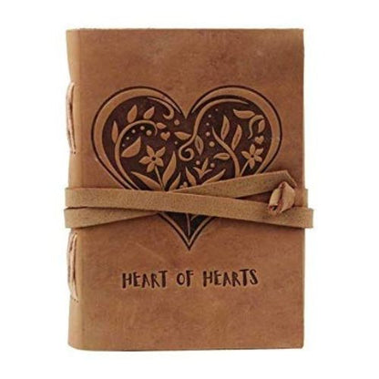 CraftShades – Leather Diary – Antique Handmade Leather Heart of Hearts Bound Notepad for Men and Women Plain Paper Travel Diary and Notebooks to Write 7 x 5 Inch (Camel Brown)