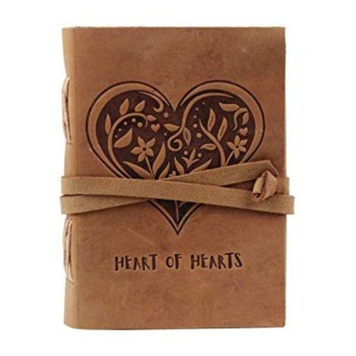 CraftShades – Leather Diary – Antique Handmade Leather Heart of Hearts Bound Notepad for Men and Women Plain Paper Travel Diary and Notebooks to Write 7 x 5 Inch (Camel Brown)